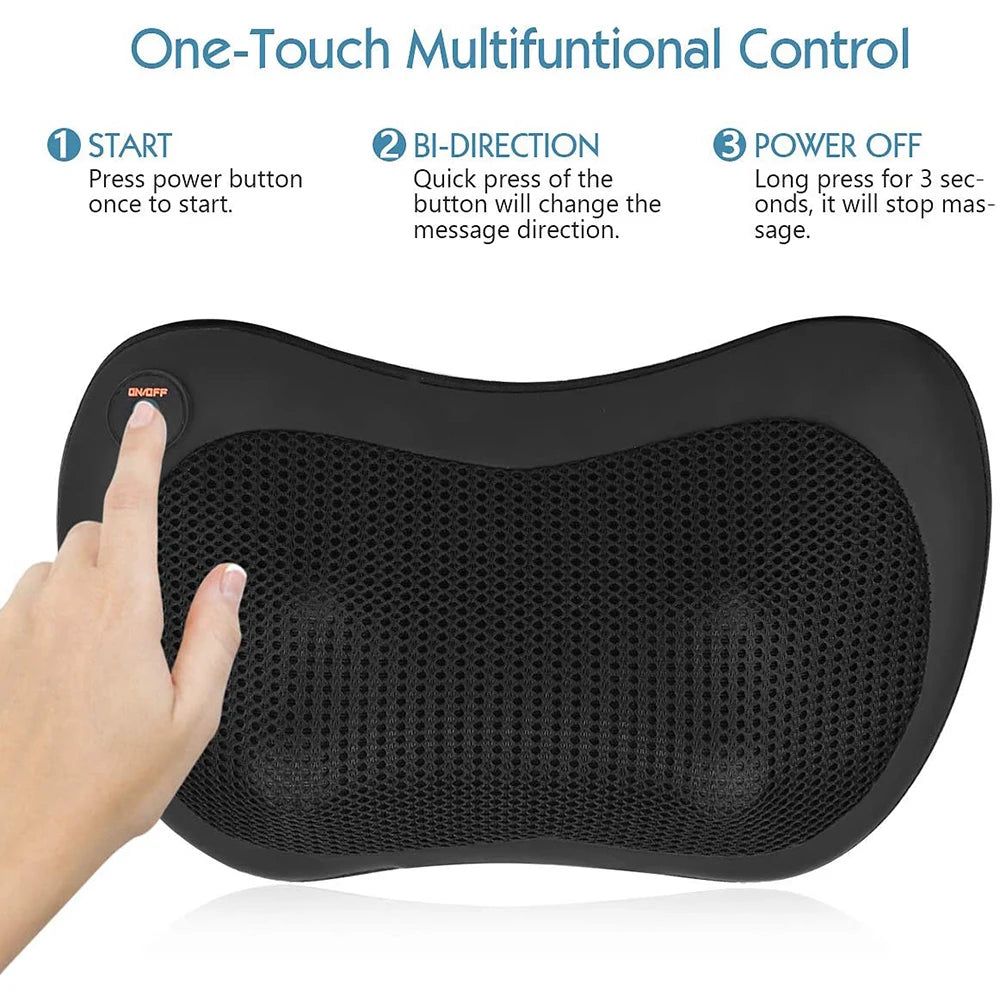 Back Neck Massager Car Home Cervical Shiatsu Massage Cushion with Dual Rotating for Shoulder Legs Waist Electric Massage Pillow
