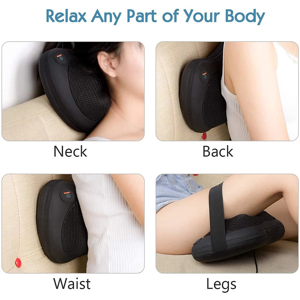 Back Neck Massager Car Home Cervical Shiatsu Massage Cushion with Dual Rotating for Shoulder Legs Waist Electric Massage Pillow