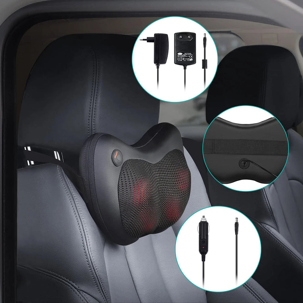 Back Neck Massager Car Home Cervical Shiatsu Massage Cushion with Dual Rotating for Shoulder Legs Waist Electric Massage Pillow