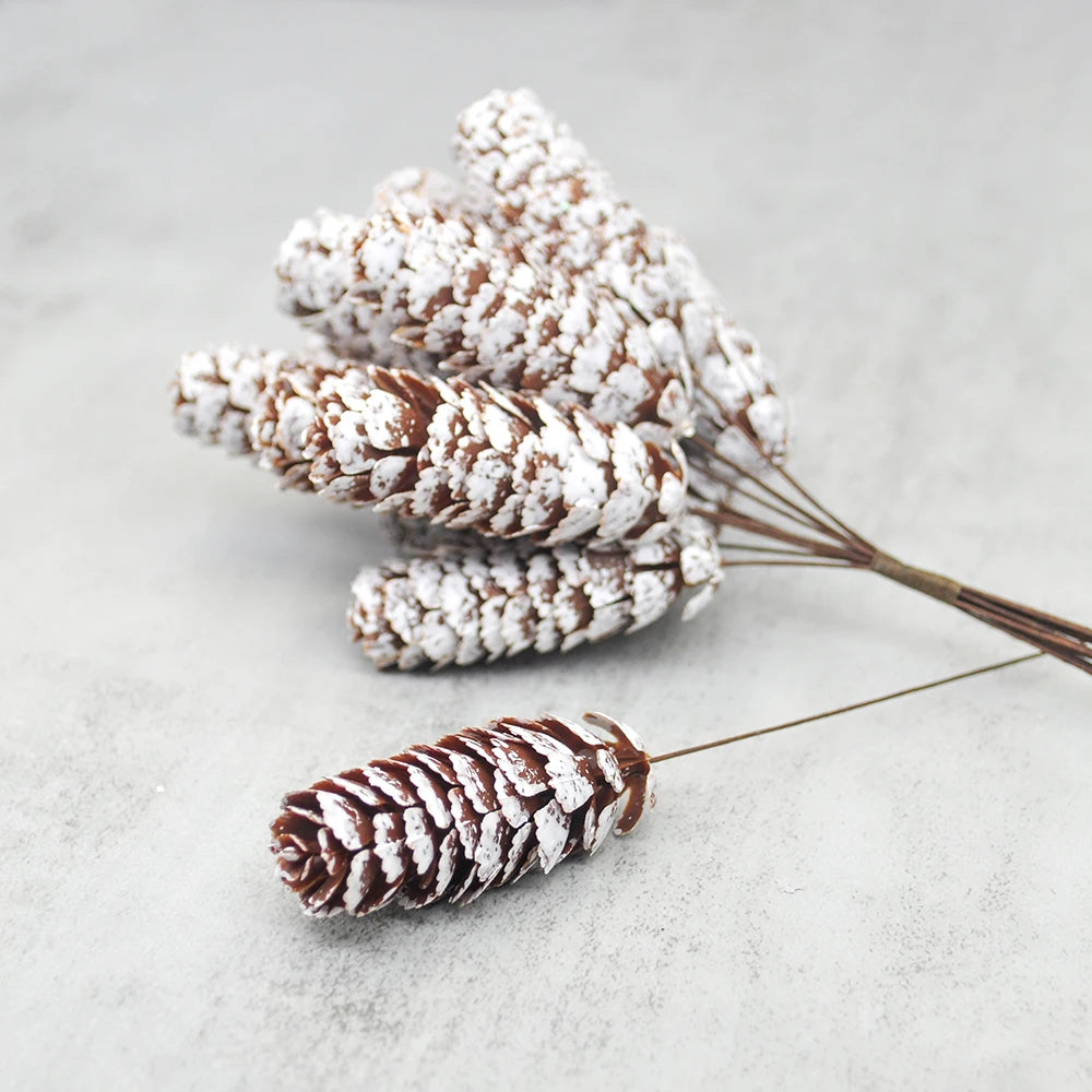 12pcs / bunch of artificial plant fake pine cone decoration Christmas wreath home decoration diy wreath wedding decoration