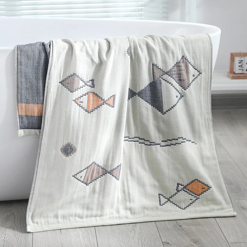 Bath Towel Cotton Gauze Bathroom Shower Towel Household Water-Absorbing Adults Beach Wrap Extra-large Bed Sheet Beach Towel