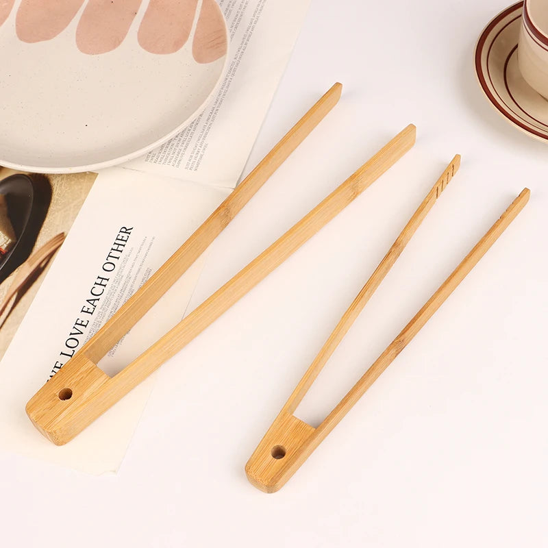 Bamboo Food Toast Tongs Kitchen Salad Bread Serving Tong BBQ Grilling Tong Cooking Baking Tools Dessert Sugar Ice Clip