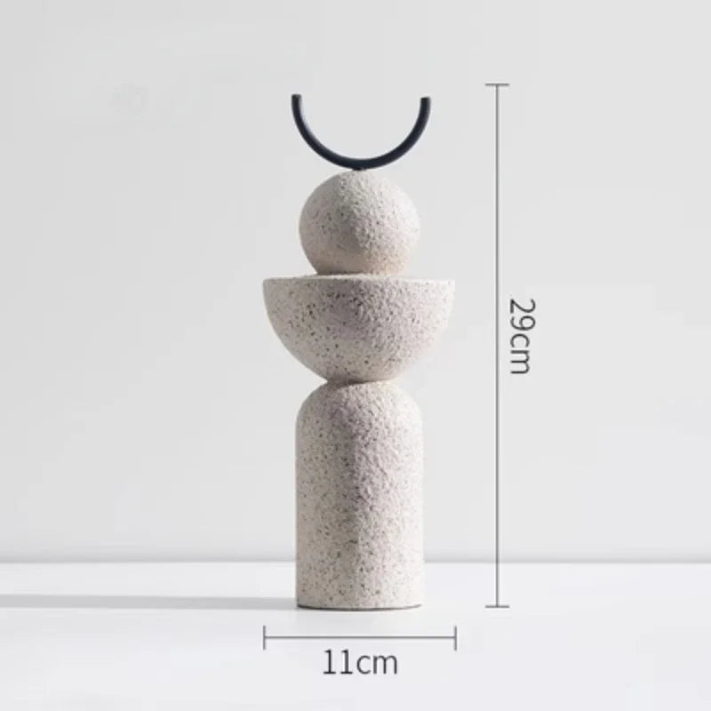 Abstract Geometric Sandstone Statue Art Ornaments Entrance Living Room TV Cabinet Desktop Home Decoration Creative Resin Crafts