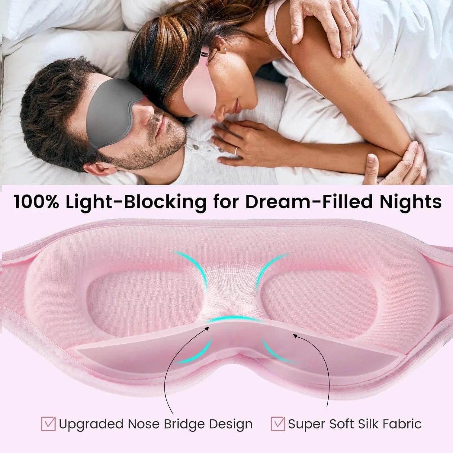 100% Light Blocking 3D Sleeping Eye Mask Soft Breathable Eye Shade Cover
