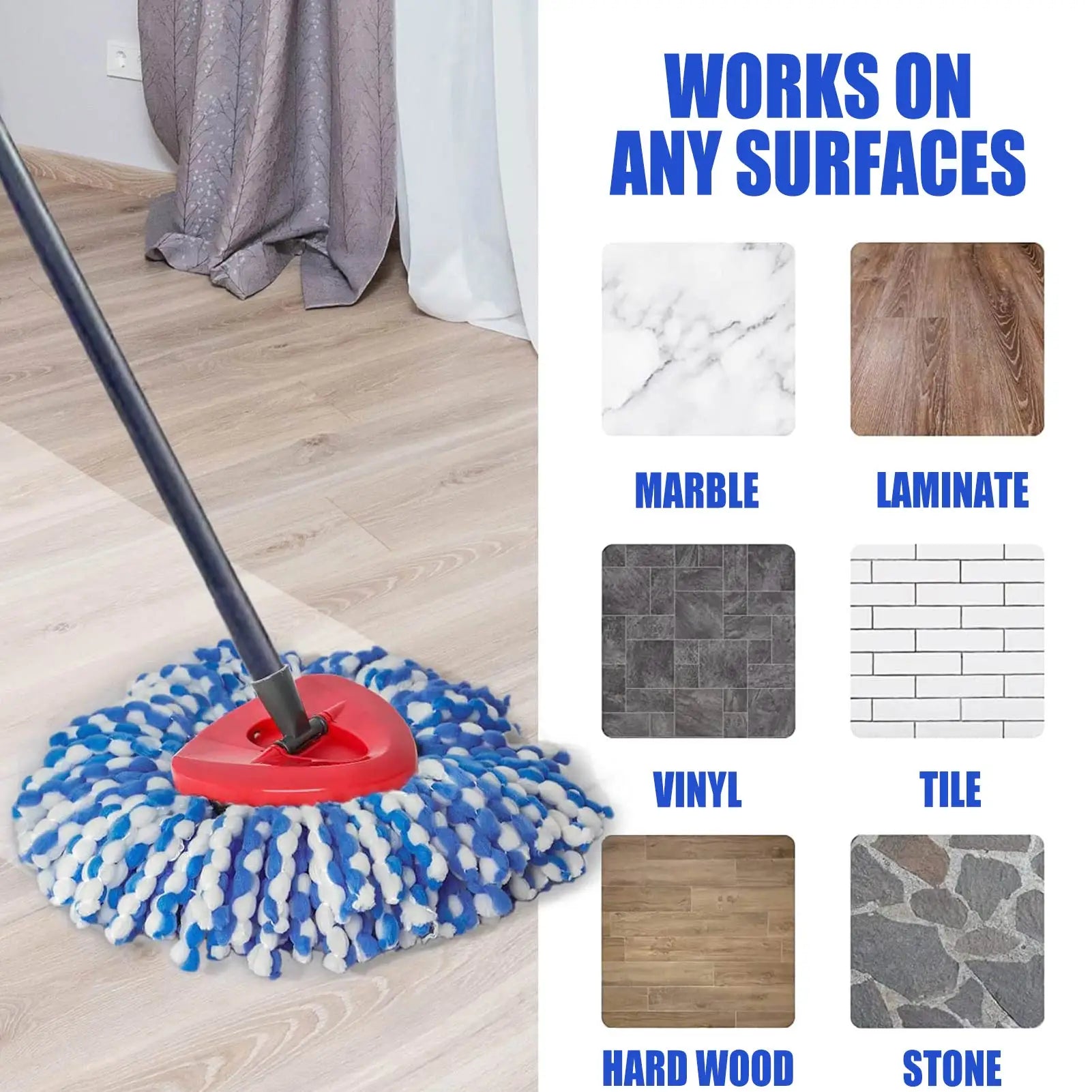 3pcs Microfiber Spin Mop Refills Heads Mop Head Replacement Machine Washable Replacement Mop Head for Easy House Cleaning Floor