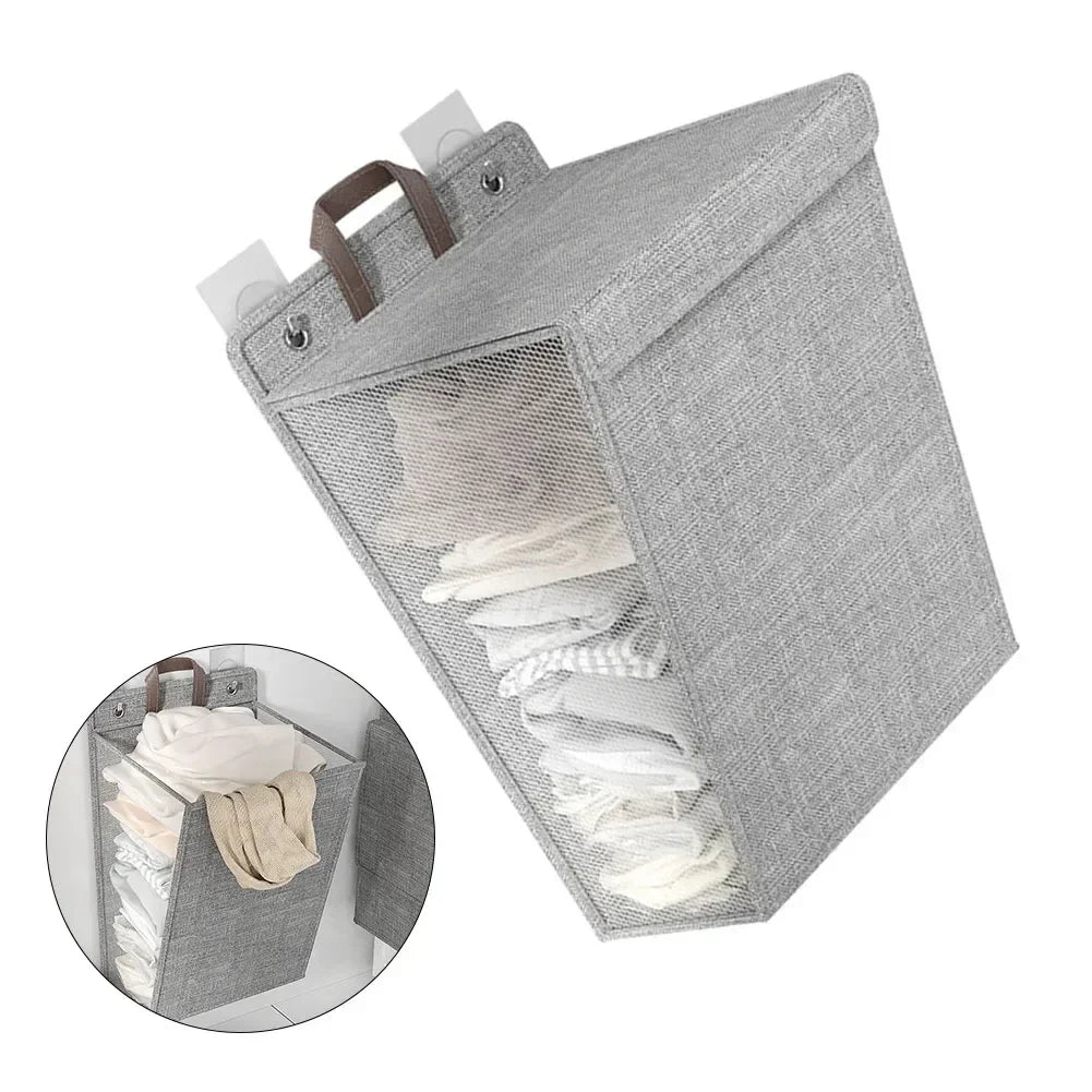 New Dirty Clothes Basket Foldable Home Clothes Laundry Basket Wall Multifunctional Organization Mounted Bathroom Storage