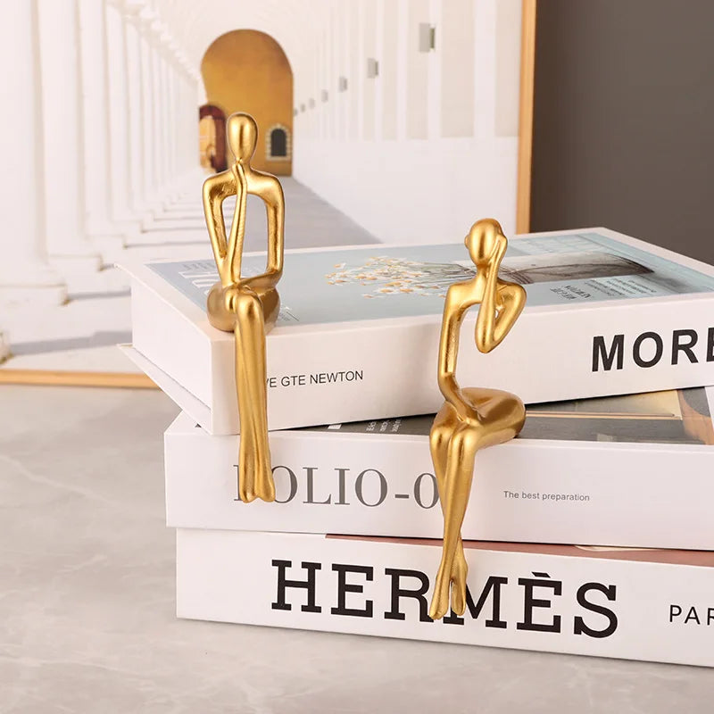 Vilead Set of 3 Abstract Figurines Nordic The Thinker Modern Art Sculpture Office Desk Bookshelf Decoration Accessories Home Bar