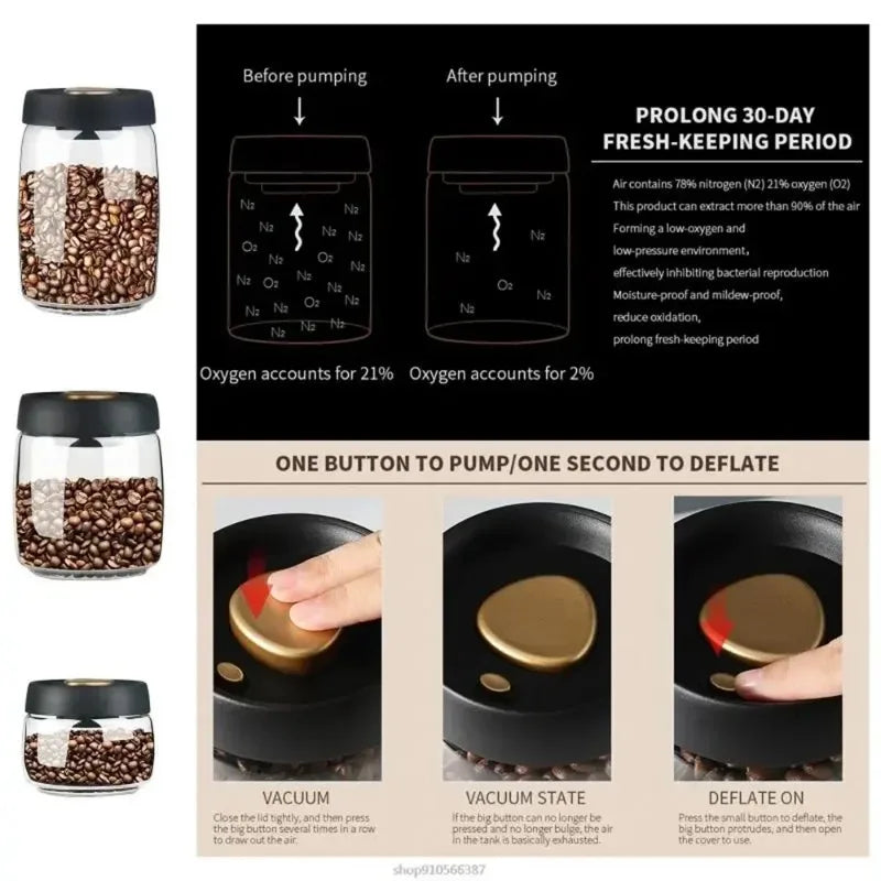 1Pcs Coffee Beans Vacuum Sealed Jug Coffee Beans Glass