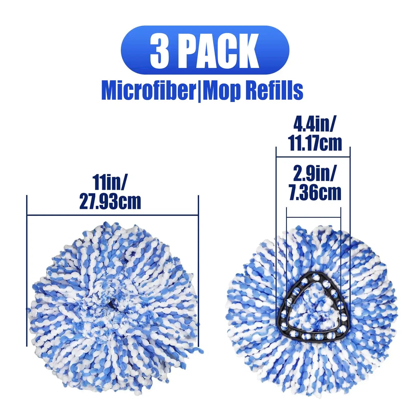 3pcs Microfiber Spin Mop Refills Heads Mop Head Replacement Machine Washable Replacement Mop Head for Easy House Cleaning Floor