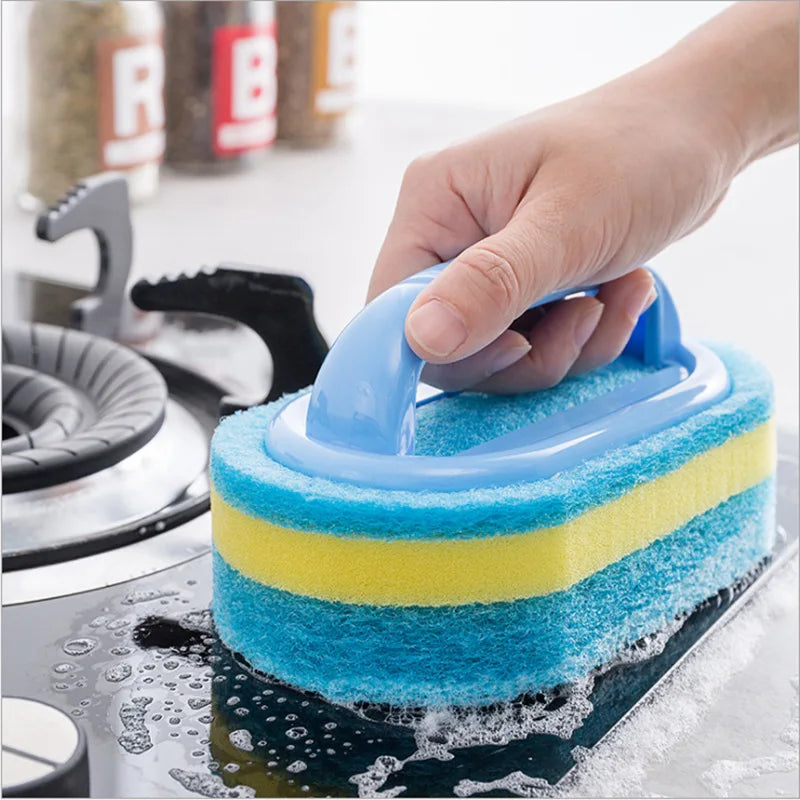 Kitchen Household Cleaning Brush Bathroom Sponge Glass Wall Cleaning Brush Handle Tools Accessories Merchandises Home Garden