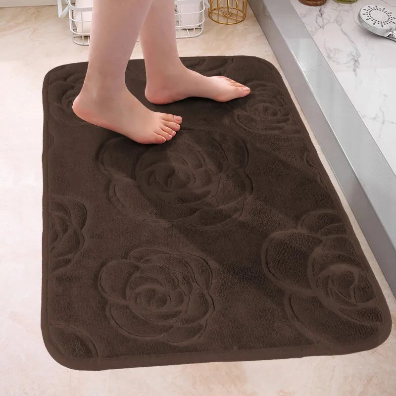 Bath Mat Bathroom Rug Non-Slip Memory Foam Soft Comfortable Bath Carpet Water Absorbent Bathmat Machine Washable Dry Bath Mats