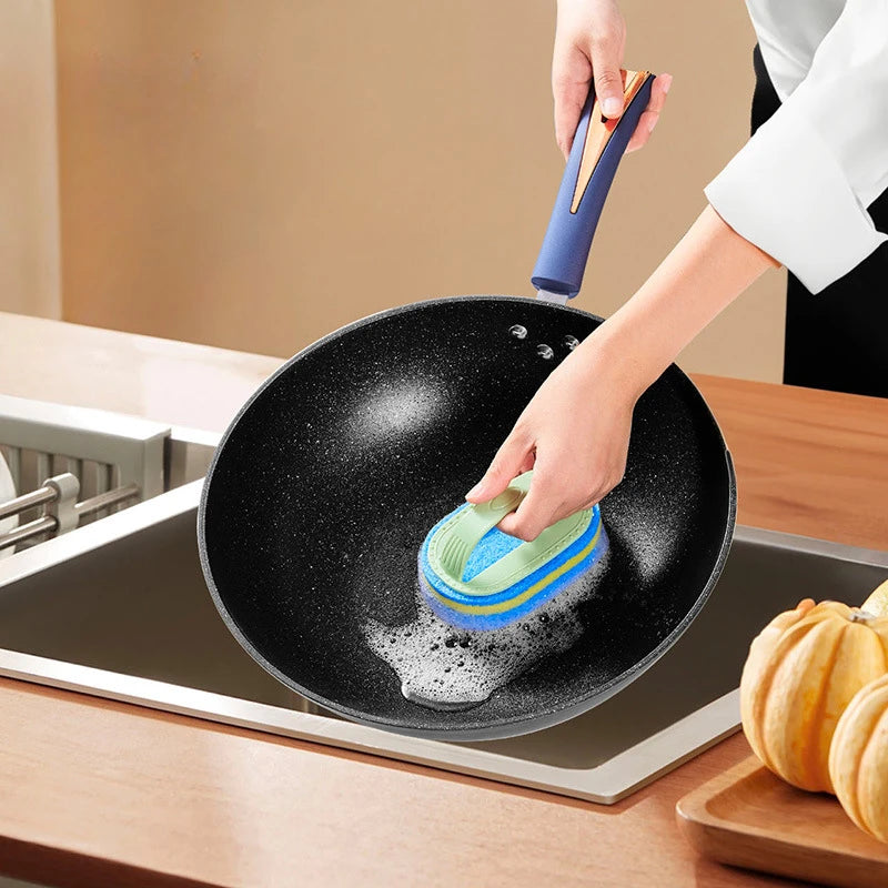 Kitchen Household Cleaning Brush Bathroom Sponge Glass Wall Cleaning Brush Handle Tools Accessories Merchandises Home Garden