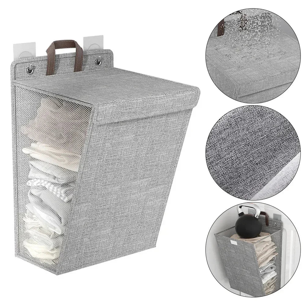 New Dirty Clothes Basket Foldable Home Clothes Laundry Basket Wall Multifunctional Organization Mounted Bathroom Storage