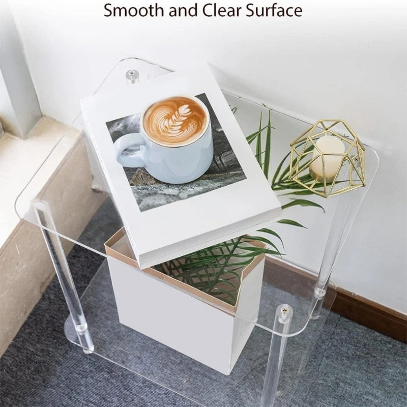 Y1UB Clear Multipurpose Acrylic 2 Tiered Storage Display Shelves Perfect for Desk Organization Home Use and Dessert Display