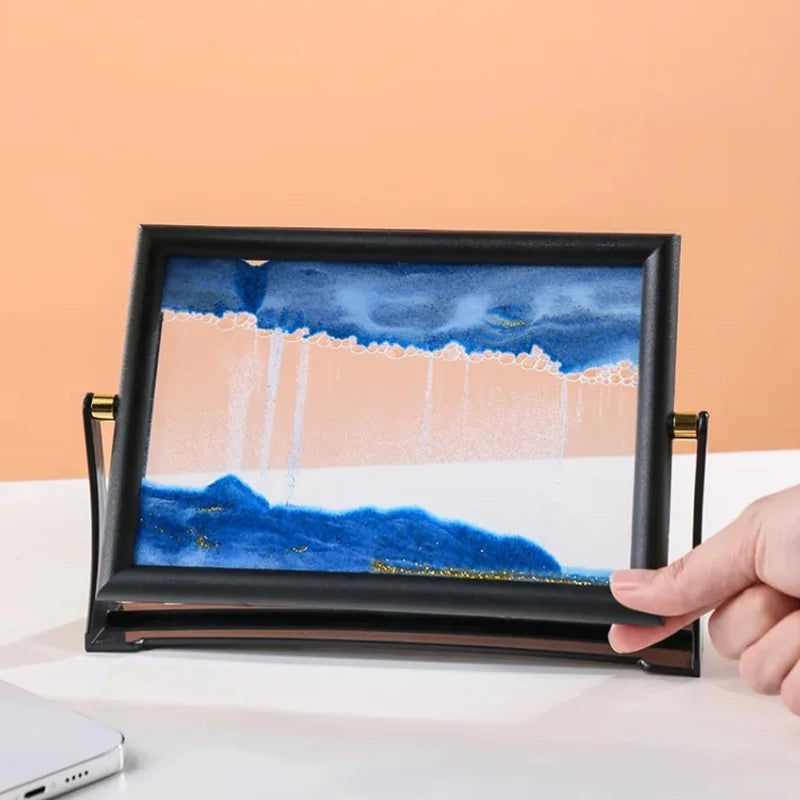 5 Inch Creative Moving Sand Art Painting Glass Quicksand Hourglass Rotatable Home Decoration Desktop Ornaments Birthday Present