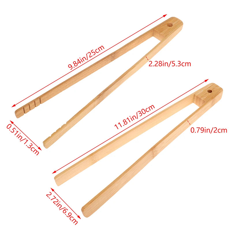 Bamboo Food Toast Tongs Kitchen Salad Bread Serving Tong BBQ Grilling Tong Cooking Baking Tools Dessert Sugar Ice Clip