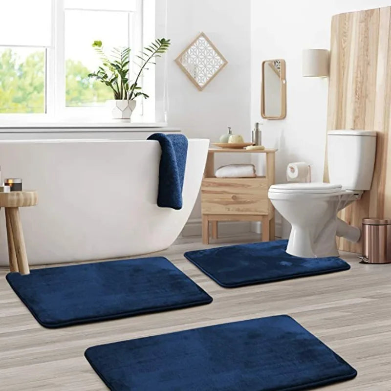 3PCS Bathroom Rugs flannel Memory Foam Non-Slip Bath Rugs