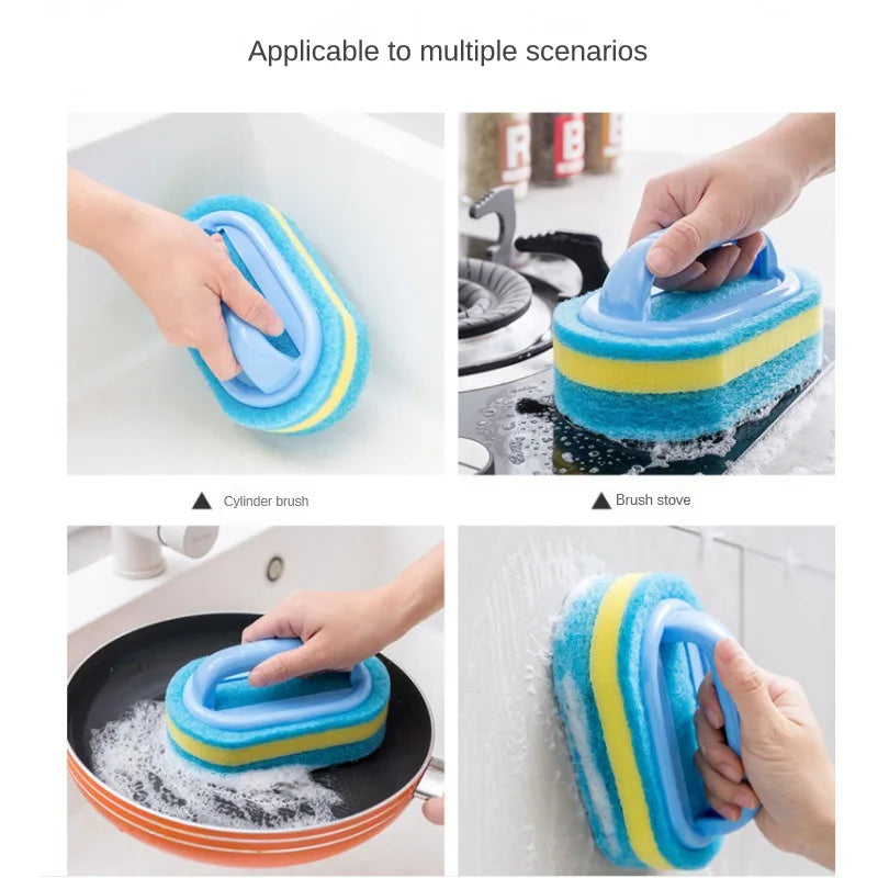 Kitchen Household Cleaning Brush Bathroom Sponge Glass Wall Cleaning Brush Handle Tools Accessories Merchandises Home Garden