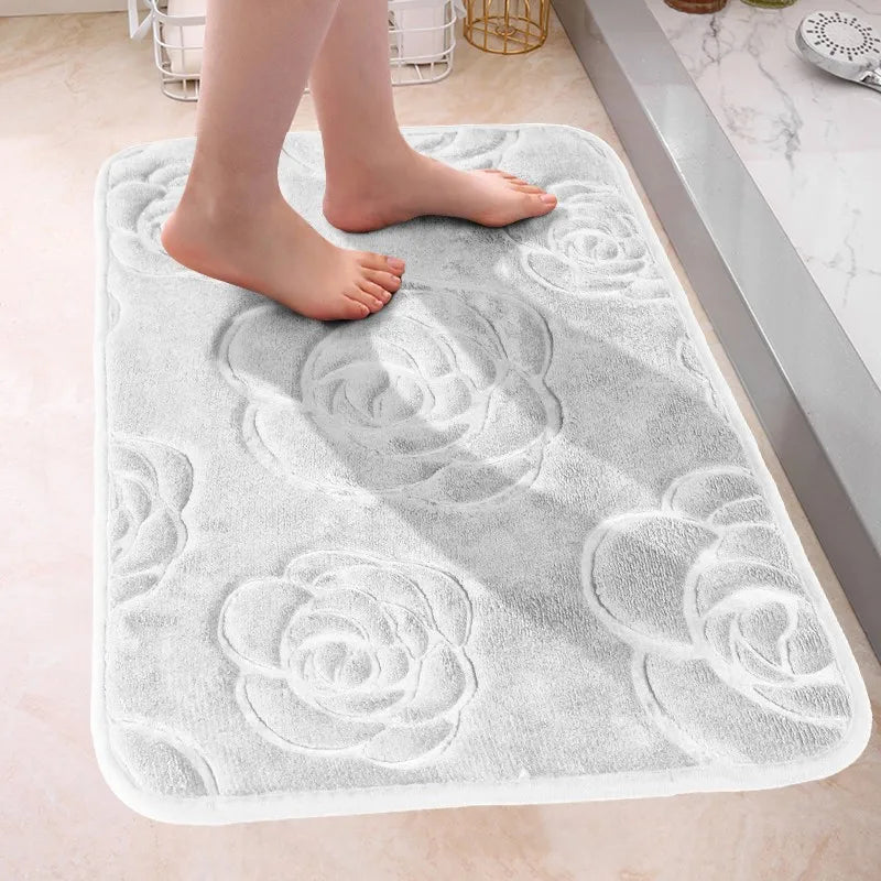 Bath Mat Bathroom Rug Non-Slip Memory Foam Soft Comfortable Bath Carpet Water Absorbent Bathmat Machine Washable Dry Bath Mats