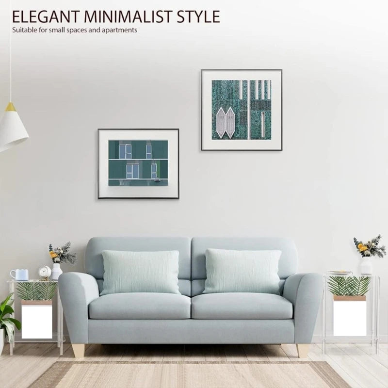 Y1UB Clear Multipurpose Acrylic 2 Tiered Storage Display Shelves Perfect for Desk Organization Home Use and Dessert Display