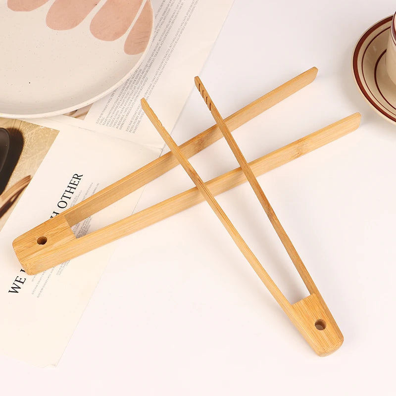 Bamboo Food Toast Tongs Kitchen Salad Bread Serving Tong BBQ Grilling Tong Cooking Baking Tools Dessert Sugar Ice Clip