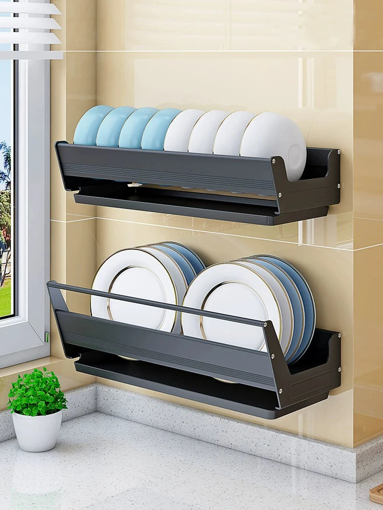 Bowl Plate Drying Shelf Portable Kitchen Organizer Wall Mounted Dish Drainer Rack Kitchen Storage Shelves Tableware Holder