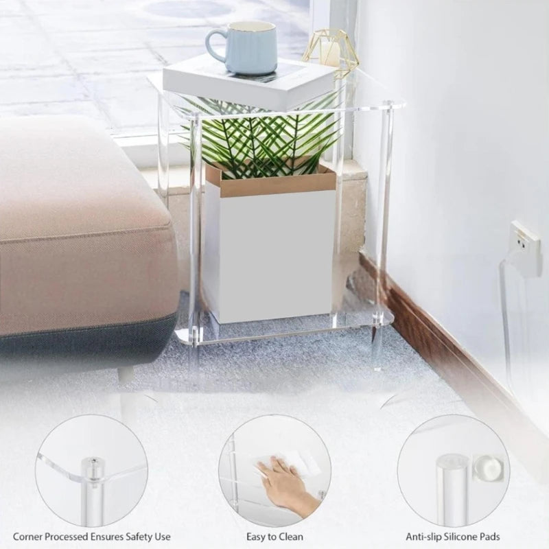 Y1UB Clear Multipurpose Acrylic 2 Tiered Storage Display Shelves Perfect for Desk Organization Home Use and Dessert Display