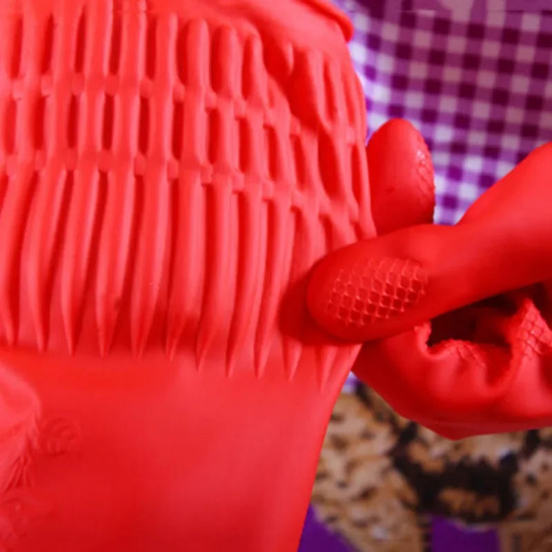 Flexible Comfortable Rubber Clean Gloves Red Dish Lady Washing Long   Home Bathroom Cleaning Kitchen Accessories