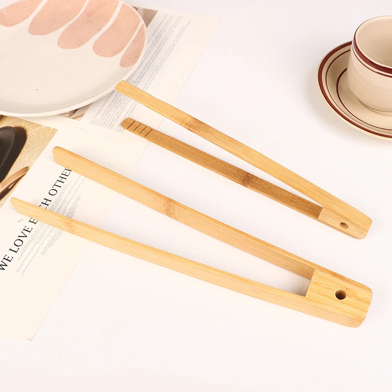 Bamboo Food Toast Tongs Kitchen Salad Bread Serving Tong BBQ Grilling Tong Cooking Baking Tools Dessert Sugar Ice Clip