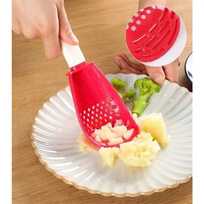Rice Spoon Kitchen Multifunctional Tool Cooking Spoon Heat-resistant Potato Garlic Press Pot Leaking Spoon Tableware